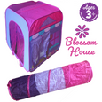 Blossom House play tent and tunnel with logo. Ages 3 and up.