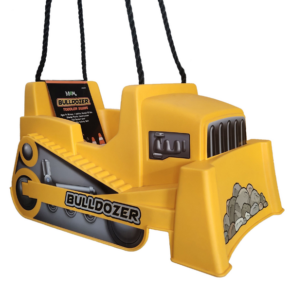 Bulldozer toddler swing, side view of the product.